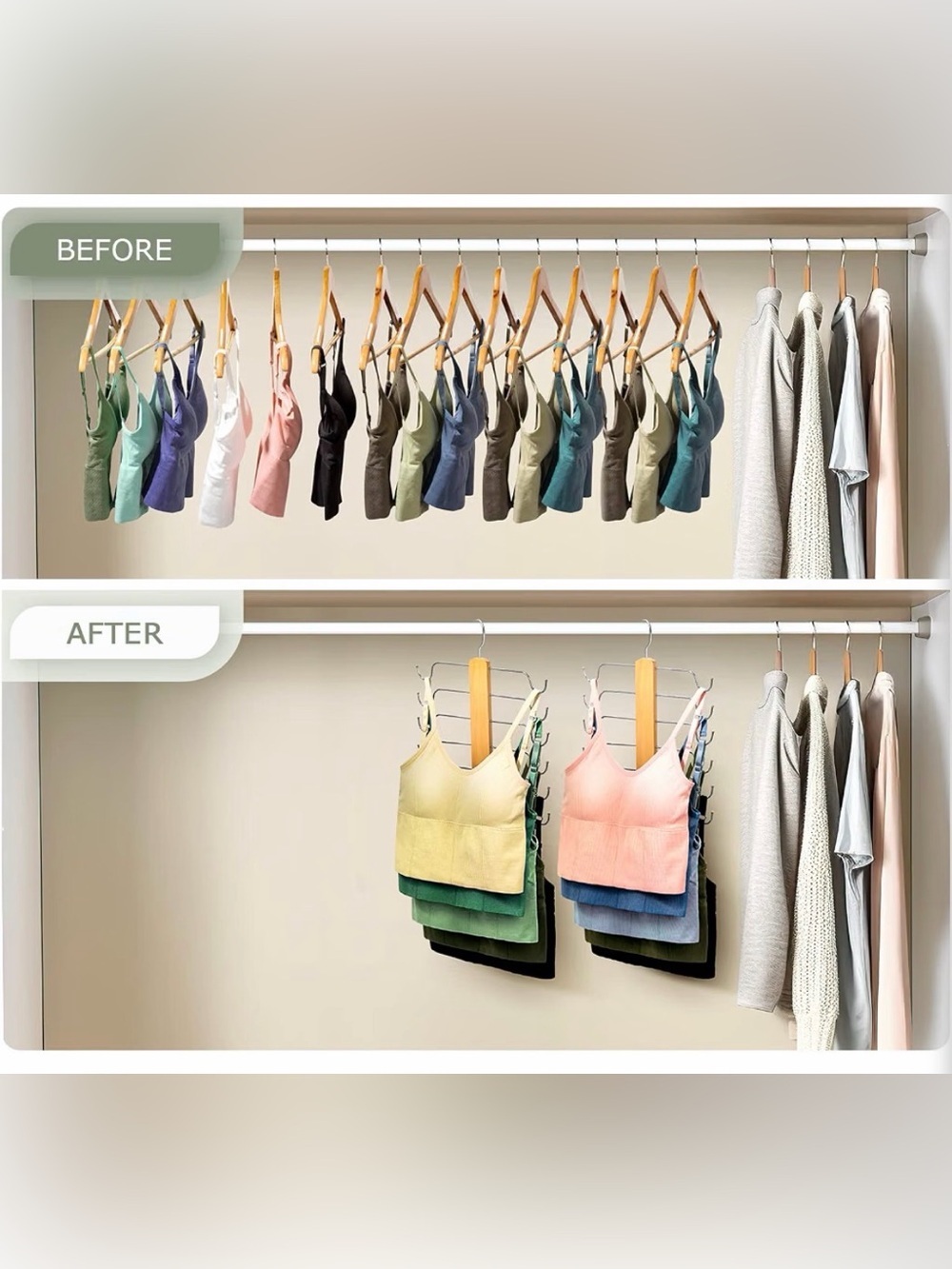 Wood & Chrome Multi-Tier Hangers - Set of 3 - Picture 2 of 12